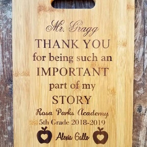 Gift for Teacher, Thank you Teacher Gift, Teacher Appreciation Gift, #1 Teacher Gift, School Gift, Personalized Cutting Board