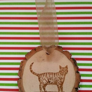 Rustic wood Cat Christmas ornament cabin country lodge