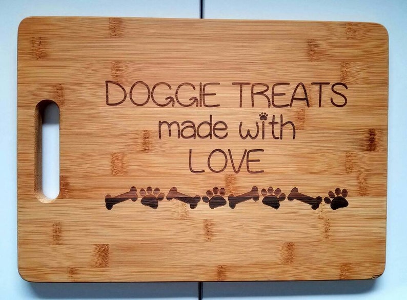 Doggie Treats made with Love Dog Bamboo Cutting Board Dog Lover Gift Dog Bakery Owner Pet Day
