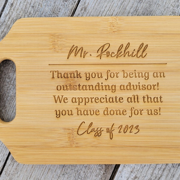 Advisor Thank you Gift Outstanding Advisor Appreciation Gift Teacher Gift, Gift to Teacher from Students, Personalized Cutting Board