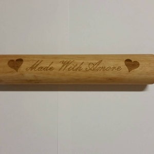 Personalized Laser Engraved wood rolling pin made with amore wedding anniversary Christmas Birthday gift