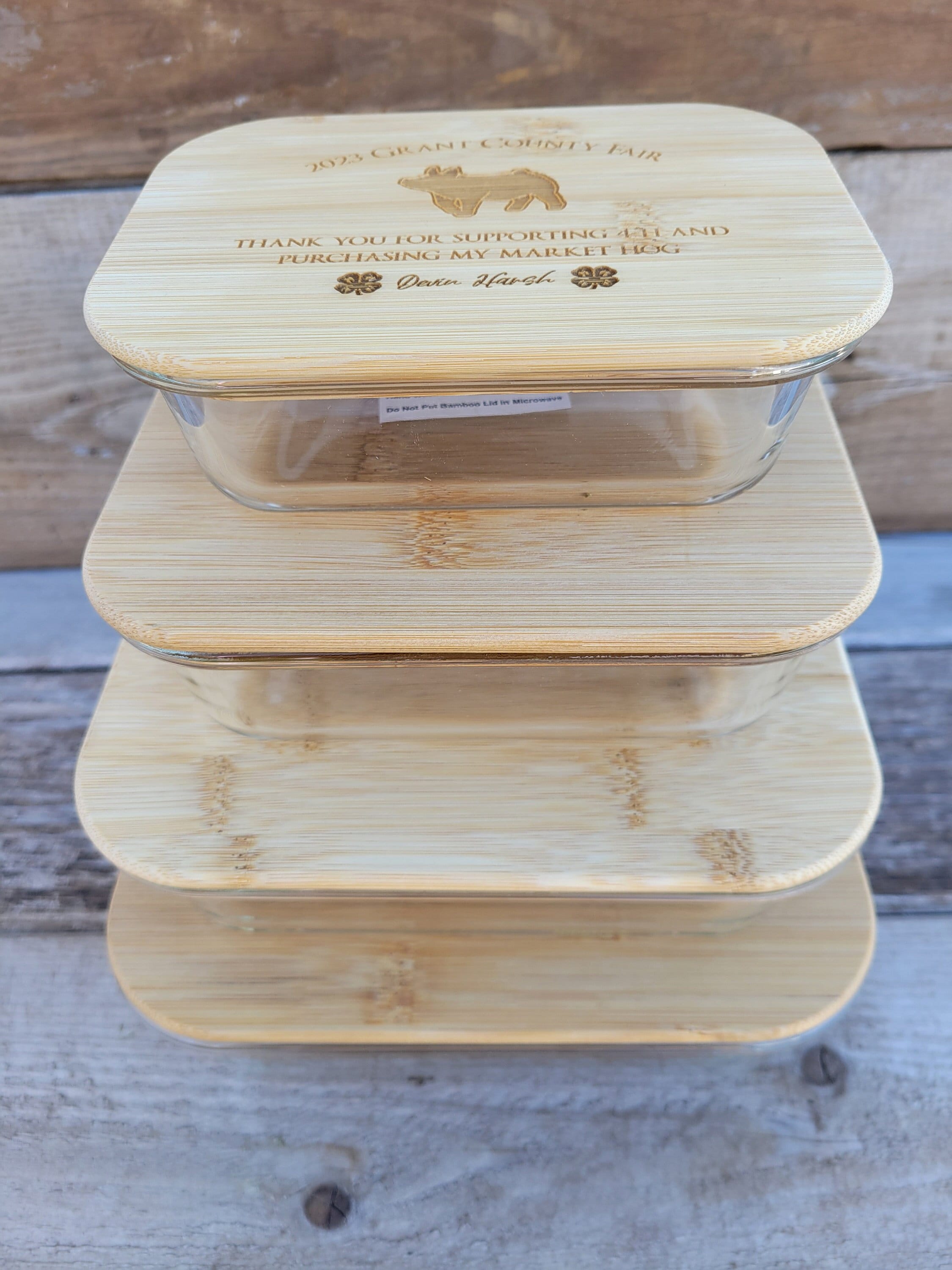 4H Market Hog Buyer Gift 4H Thank you Gift Livestock Buyer Gift Gift for 4H Investor Personalized Glass Container with Bamboo Lid