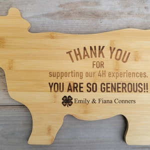 Thank you Gift, 4-H Gift to supporters, 4-H Gift, Buyer Gift, Personalized Cutting Board, Show Gift, Appreciation Gift 4-H Career Gift