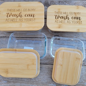 Deze gaan zowel in mijn prullenbak als in die van jou Resterende opbergdoos Aangepaste glazen container met deksel Cadeau voor vriend Cadeau voor kok