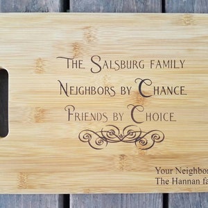 Neighbor Gift for Neighbors Friends Christmas Gift Ideas, Neighbor Moving Away Gift, Neighbor Moving Gift Personalized Cutting Board