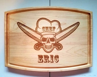 Chef Gift, Cook Gift, Thank you Gift, Skull Halloween Gift Restaurant Gift Cafe Gift Employee Gift Christmas Gift Personalized Cutting Board