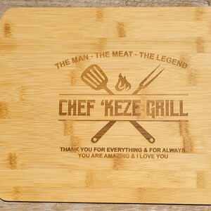 Father's Day Gift, Gift for Chef, BBQ Gift, Gift for Griller, The Man, The Meat, The Legend, Custom Cutting Board