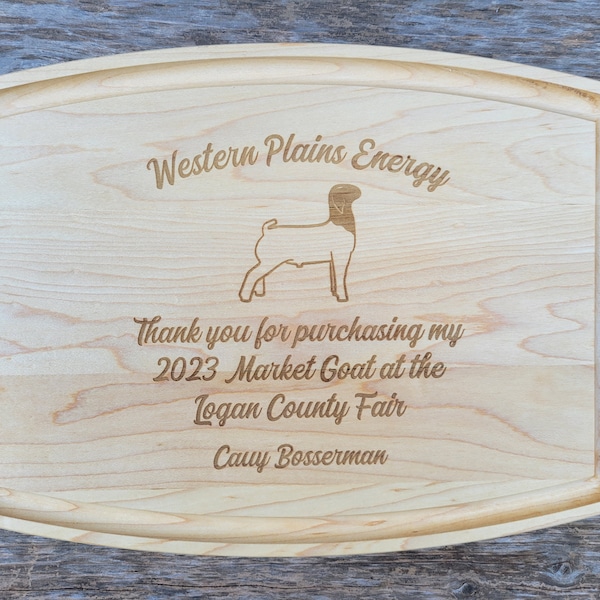 Market Goat Buyer Thank you Gift, 4H Thank you Gift, 4-H Gift, Personalized Cutting Board, Livestock Buyer Gift, Supporter Thank You Gift