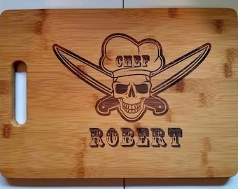 Halloween Gift, Gift for Chef, Skeleton Skull Chef, Gift for Cook, Christmas Gift, Birthday Gift, Gift for Friend Personalized Cutting Board