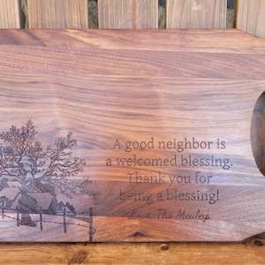 Gift for Neighbors, Welcomed Blessing, Christmas Gift Ideas, A Good Neighbor Welcome Gift, Neighbor Gift Personalized Cutting Board