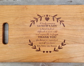 Lunch Lady Gift, Cook Gift Teacher Appreciation Week Secretary Gift Janitor Gift Principal Gift School Staff Gift Personalized Cutting Board