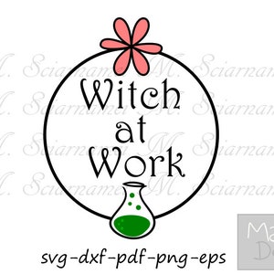 halloween svg, monogramma, sublimazione, strega a lavoro, pdf-png-dxf-eps, decalcomania