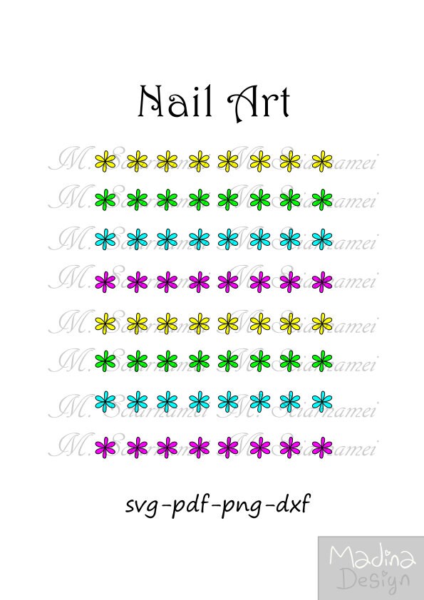 Download Flowers Template Nail Art 64 Heart Nail Stickers For Nail Etsy