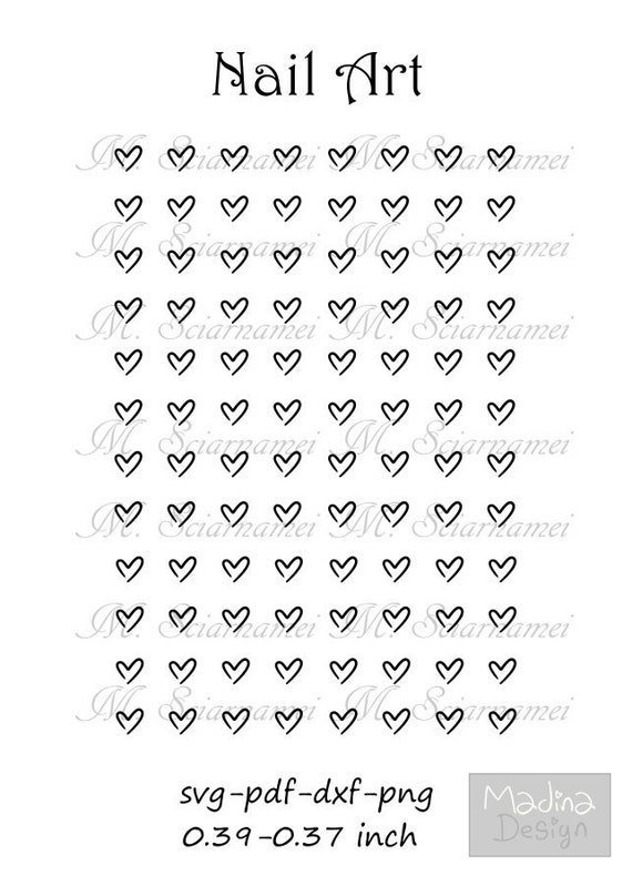 Download 96 heart nail stickers for nail art vinyl decal svg file ...