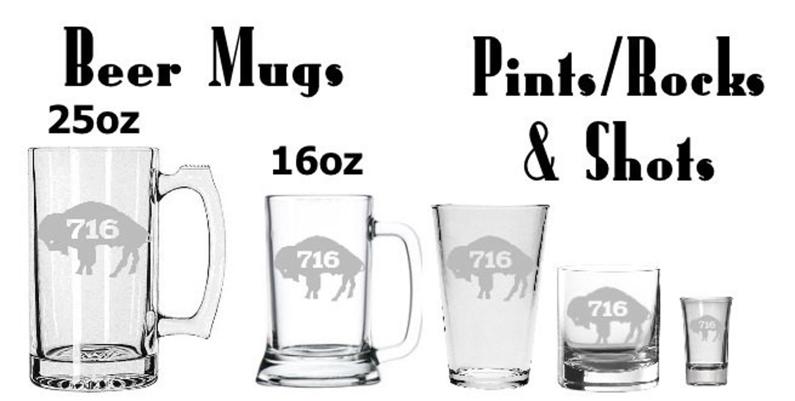 Buffalo 716 Handetched Glassware Mug Glass Beer Etsy