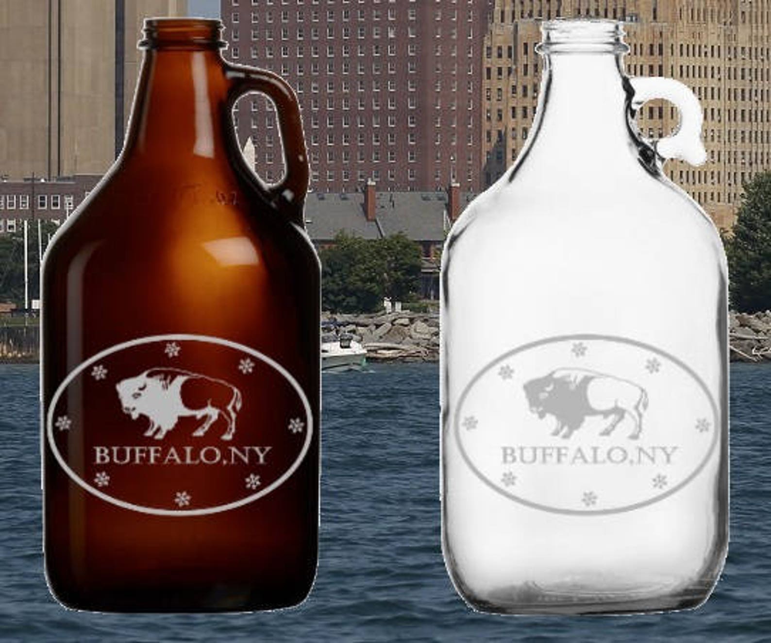 Buffalo NY Etched Beer Glass Growler Mug Pitcher Etsy
