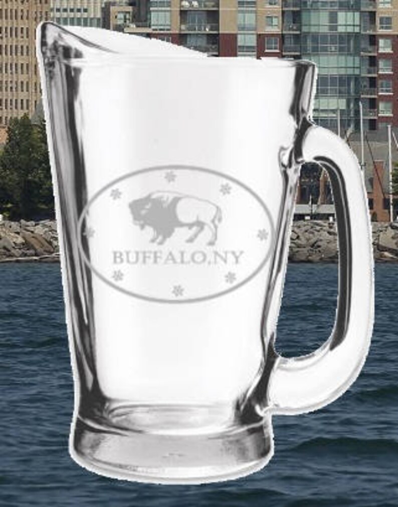 Buffalo NY Etched Beer Glass Growler Mug Pitcher Etsy