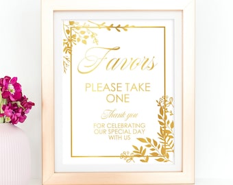 Wedding Guest Favors, Ceremony Favors Decor, Reception Guest Gifts, Wedding Favors Sign, Please Take One, Gift Favors, Floral Unframed Sign