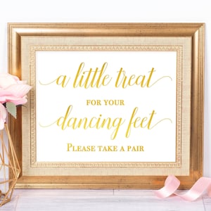 Flip Flop Wedding Sign For Guests Gold Foil Print Beach Wedding Signage Wedding Favors A Little Treat For Your Dancing Feet Shoes For Guests image 1