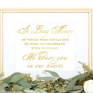 In Loving Memory, Gold Foil Print, Wedding Memorial Sign, Wedding Sign