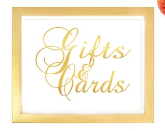 Cards And Gifts Sign Gold Foil Wedding Signage, Presents And Cards, Birthday Party Sign, Anniversary Celebration, Shower