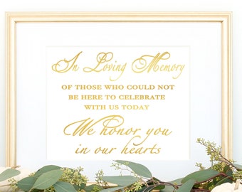 In Loving Memory, Gold Foil Print, Wedding Memorial Sign, Wedding Sign