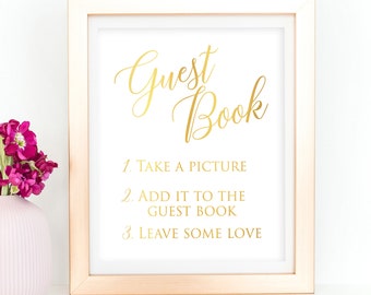 Gold Foil Photo Guest Book Sign - Photo Booth Wedding Sign - Photobooth Guestbook Wedding decorations - Wedding Guest Book Ideas - Scrapbook