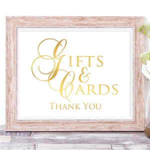 Card And Gift Sign Gold Wedding Signs Birthday Party Signage image 1