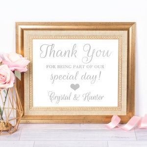 Silver Wedding Thank You Sign Foil Print Favors Wedding image 1