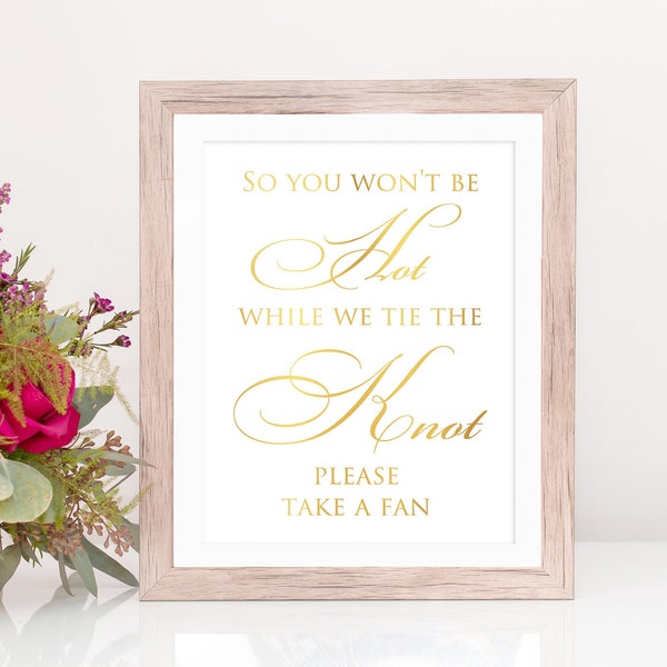 Wedding Fan Wedding Sign, Unframed Gold Foil Print, Wedding Program Fan, Wedding Signage Please Take One Fan Program, Ceremony Decorations