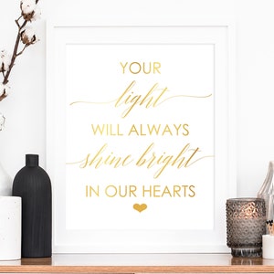 Wedding Memorial Sign, In Loving Memory, Forever in Our Hearts, Gold Wedding Sign, Wedding Table Sign, Wedding Decoration, Wedding Signage