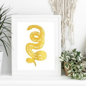 Snake Art Gold Foil Print, Ball Python, Animal Prints, Oddity, Creepy Cute Animal Wall Art, Halloween Artwork, Nature Inspired Oddity