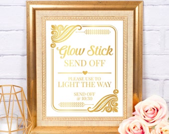 Gold Foil Glow Stick Wedding Send Off Sign, Glow Stick For Wedding Send Off Light The Way, Wedding Exit, Wedding Decor, Reception Decoration