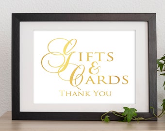 Card And Gift Sign, Gold Wedding Signs, Birthday Party Signage For Receptions Gold Foil Print