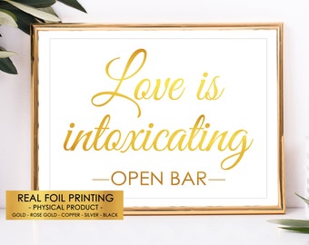 Open Bar Sign Wedding Decor, Unframed Open Bar Wedding Sign, Gold Wedding Decorations for Reception Party Open Drink Sign Drinks Are Free