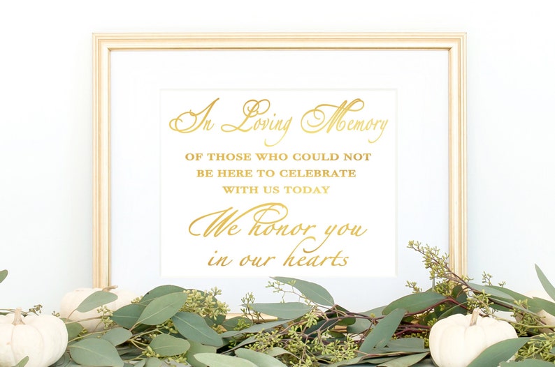 In Loving Memory, Gold Foil Print, Wedding Memorial Sign, Wedding Sign image 1