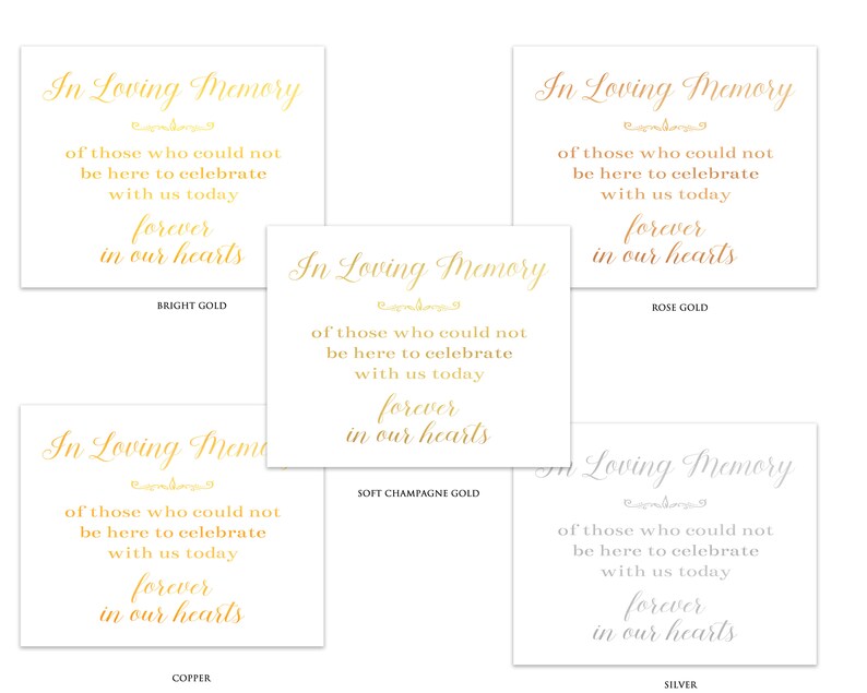 In Loving Memory Gold Foil Wedding Sign Elegant Calligraphy - Etsy