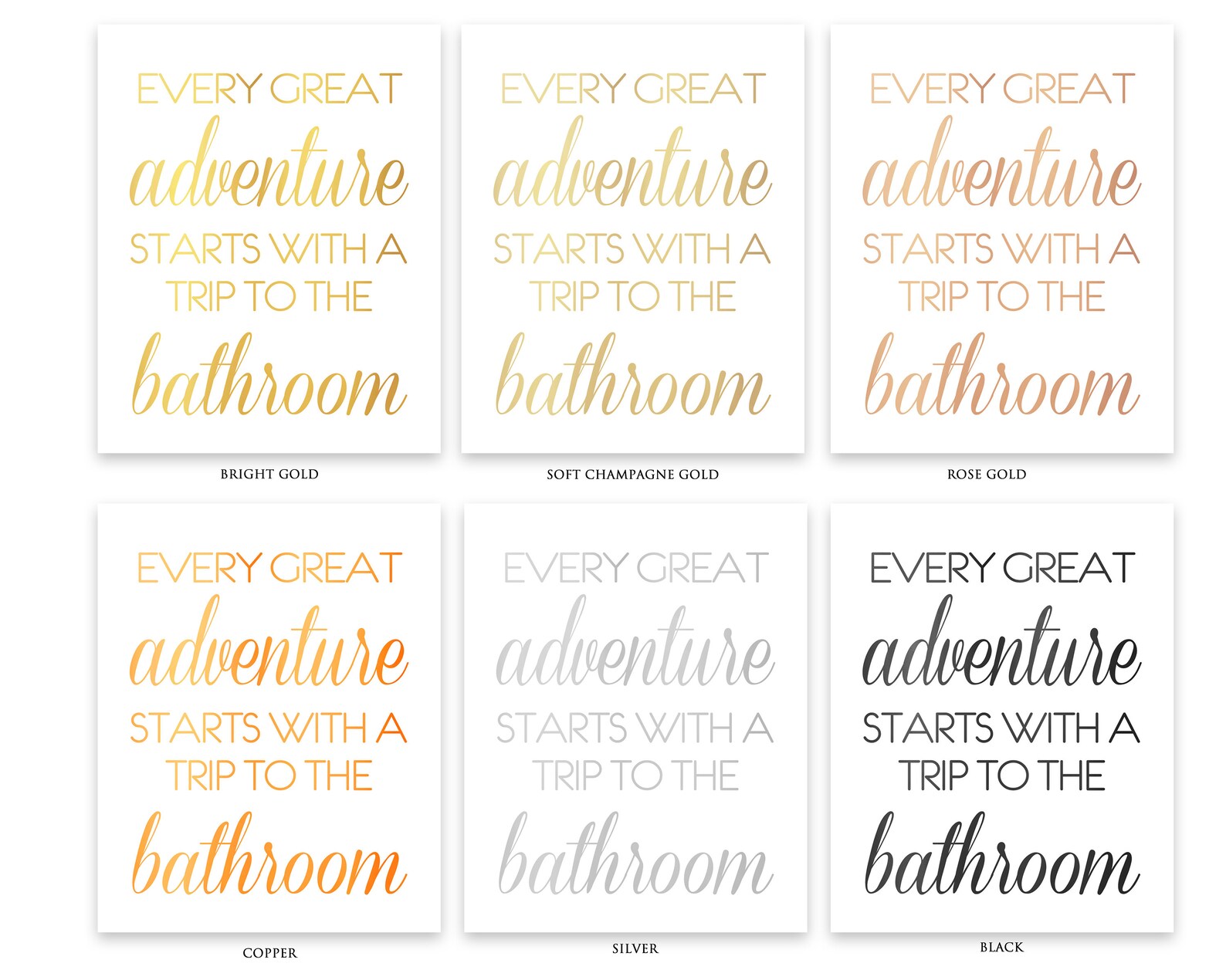 Bathroom Wall Decor Motivational Quote Foil Prints Art Gift Etsy