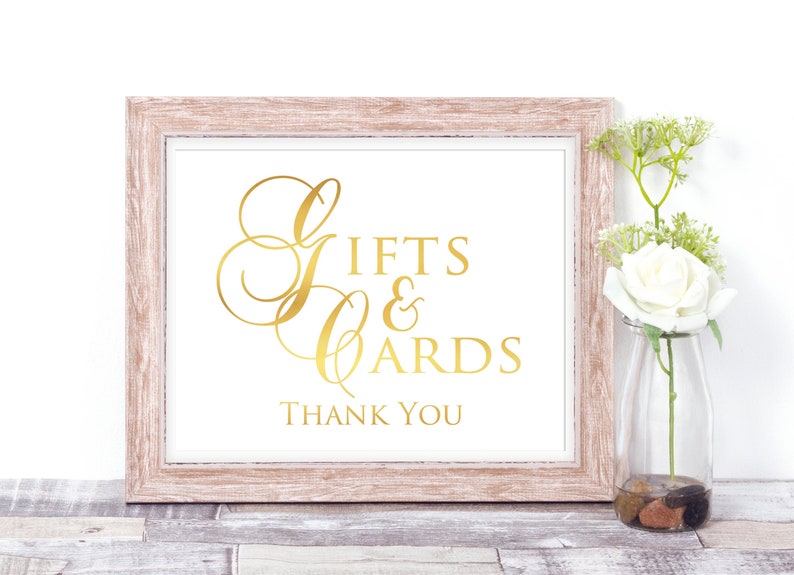Card And Gift Sign Gold Wedding Signs Birthday Party Signage image 1