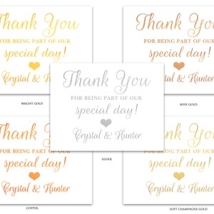 Silver Wedding Thank You Sign Foil Print Favors Wedding image 2