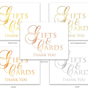 Card And Gift Sign Gold Wedding Signs Birthday Party Signage image 2