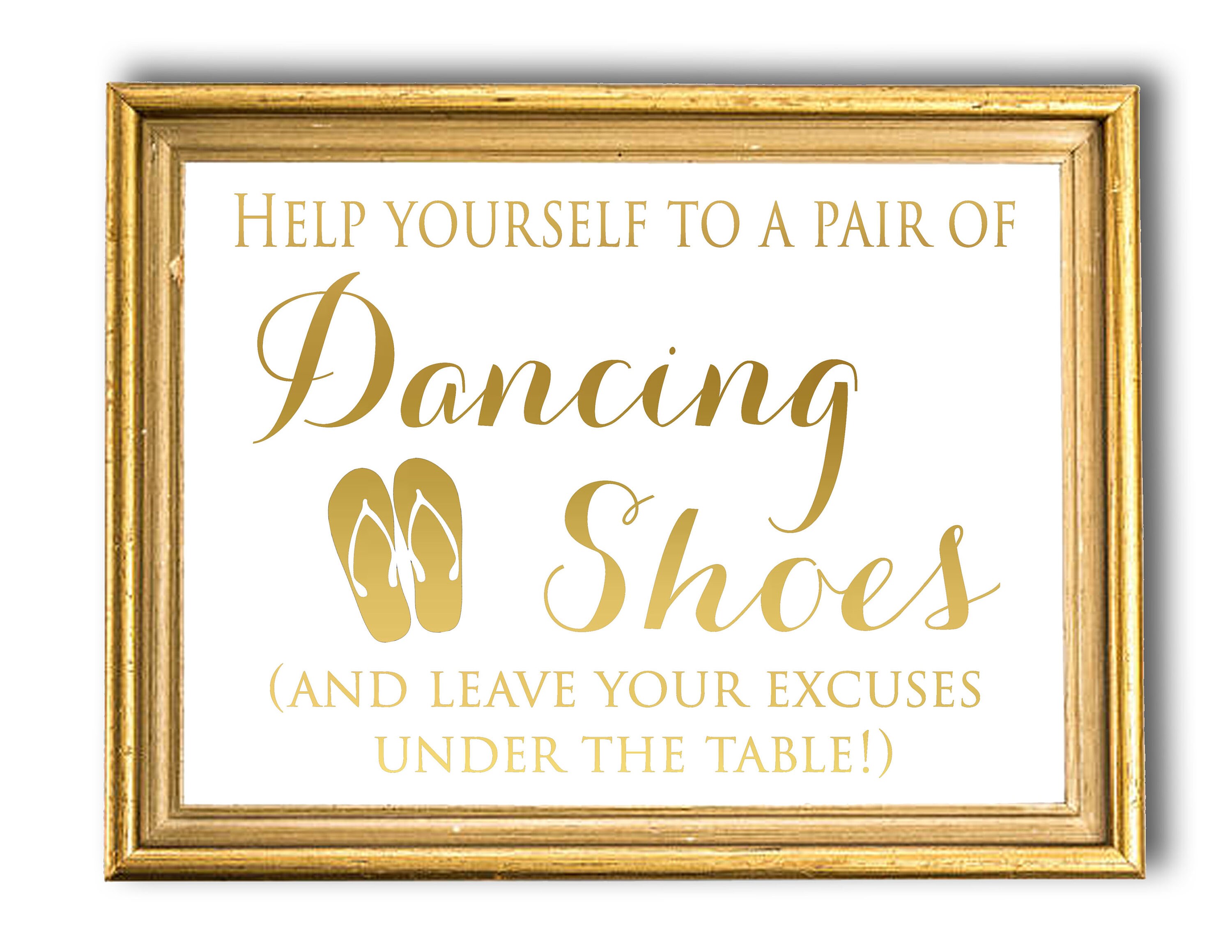 Wedding Dancing Shoes Sign Gold Foil Flip Flop Wedding Shoes Etsy