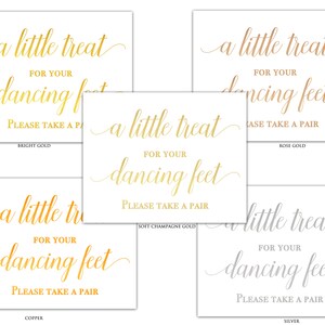 Flip Flop Wedding Sign For Guests Gold Foil Print Beach Wedding Signage Wedding Favors A Little Treat For Your Dancing Feet Shoes For Guests image 2