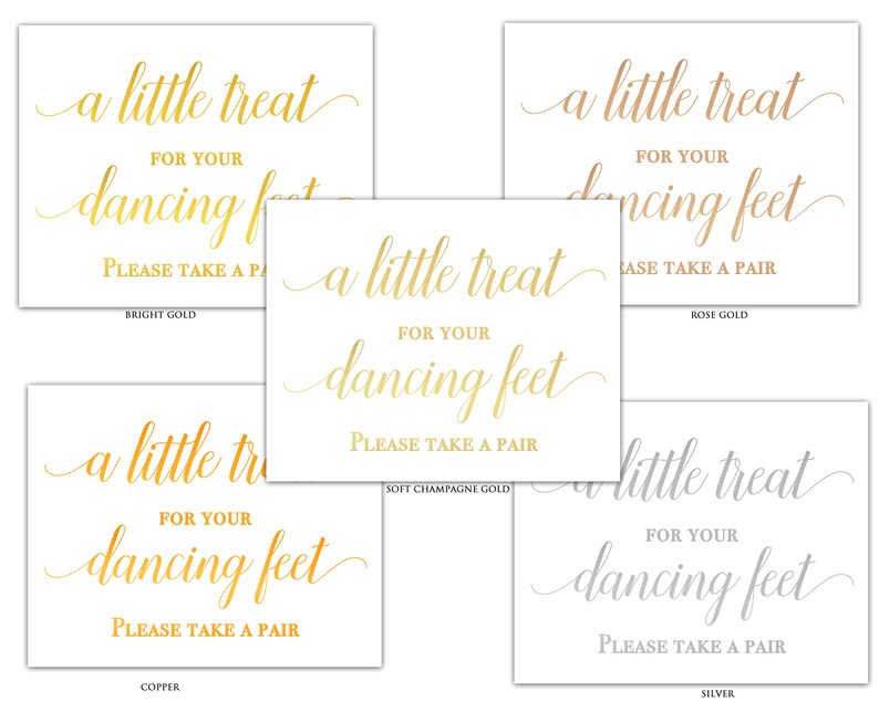 Flip Flop Wedding Sign For Guests Gold Foil Print Beach Wedding Signage Wedding Favors A Little Treat For Your Dancing Feet Shoes For Guests image 2