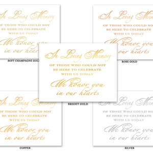 In Loving Memory, Gold Foil Print, Wedding Memorial Sign, Wedding Sign image 2