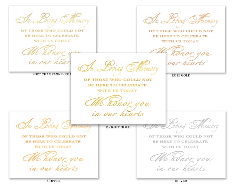 In Loving Memory, Gold Foil Print, Wedding Memorial Sign, Wedding Sign image 2