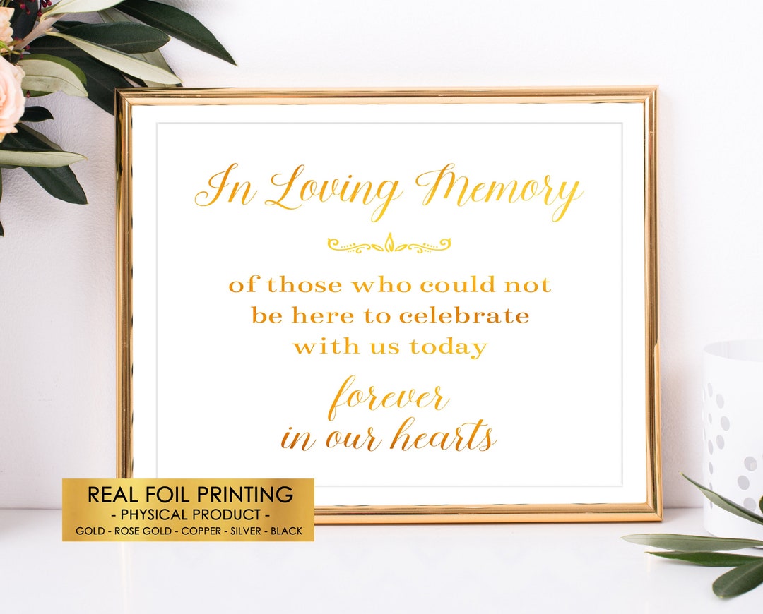 In Loving Memory Gold Foil Wedding Sign, Elegant Calligraphy ...