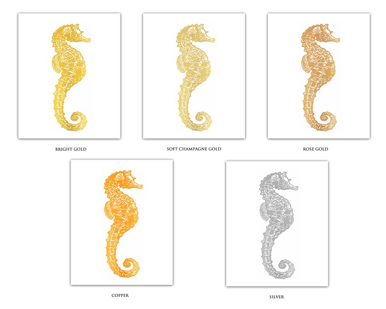 Seahorse Wall Decor Gold Foil Print Sea Horse Artwork Etsy