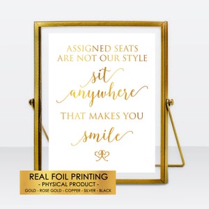 Sit Anywhere Wedding Sign, Open Seating Sign, Esthetisch Bruiloft Decor, Leuke Stoel Jezelf Folie Print, Esthetisch Kies je stoel Decor