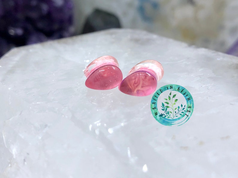 Resin Gauges 6mm Spade Plug Earrings Pink 6mm Ear Gauges Body jewelry- body mod FREE SHIPPING